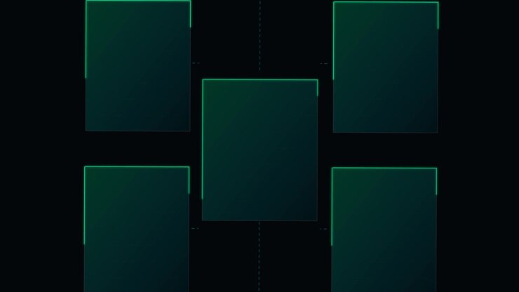 Abstract Digital Interface with Animated Green Rectangular Frames