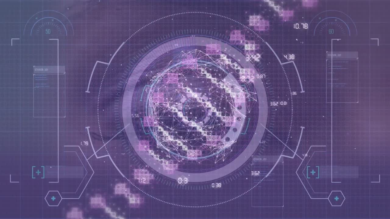 원과 눈 위에 회전하는 스나 체인의 애니메이션