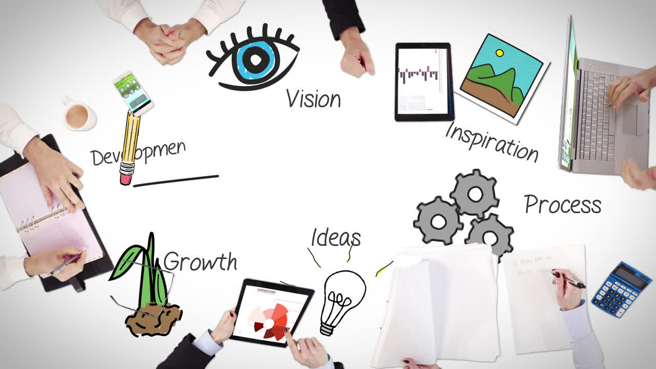 사업가 들 의 손 이 일 하고 있다