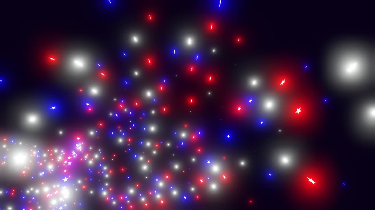 추상적인 다채로운 별의 터널을 날아다니며 완벽한 루프