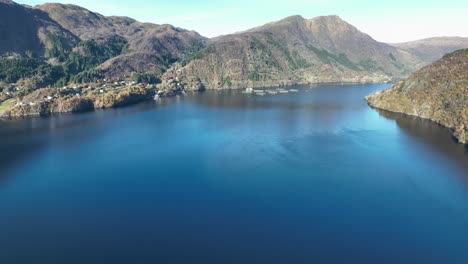 Island-Osteroy-seen-from-Trengereid-in-Norway,-Aerial