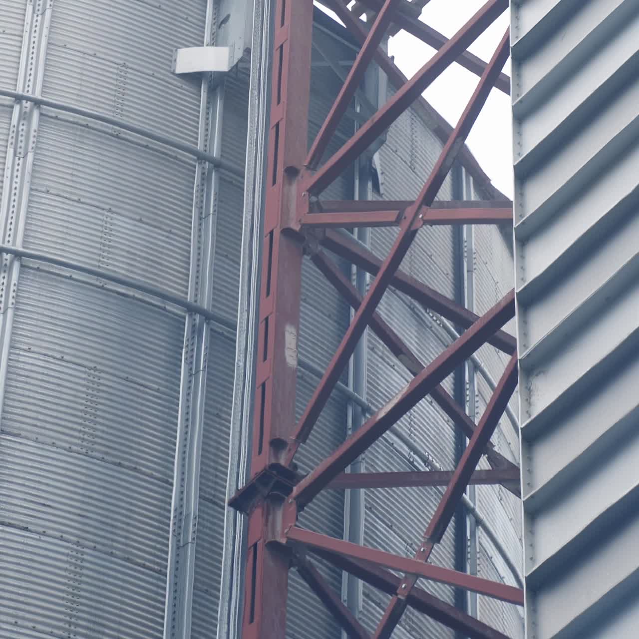 Industrial agriculture farming equipment. Big steel elevator construction storage