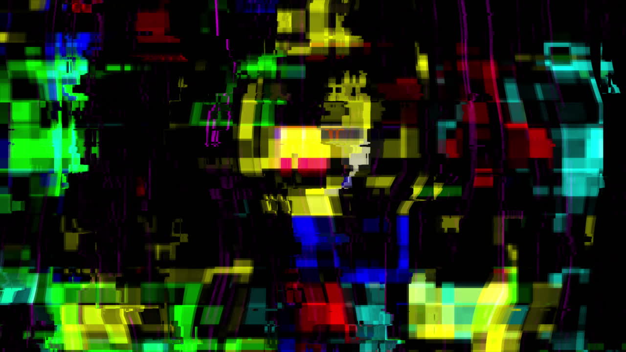 Sfondo digitale effetto glitch colorato con pixel astratti