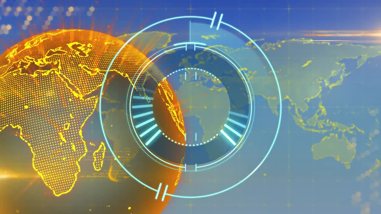 animación del escaneo del alcance sobre el globo girando en el fondo