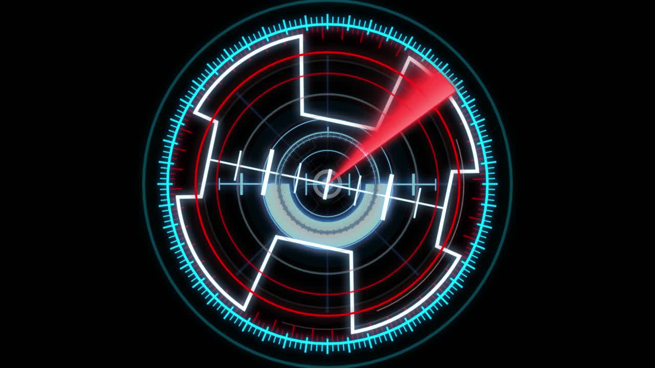 Hud circle interfaces circle radar scanning for targets blue space on black background hi tech