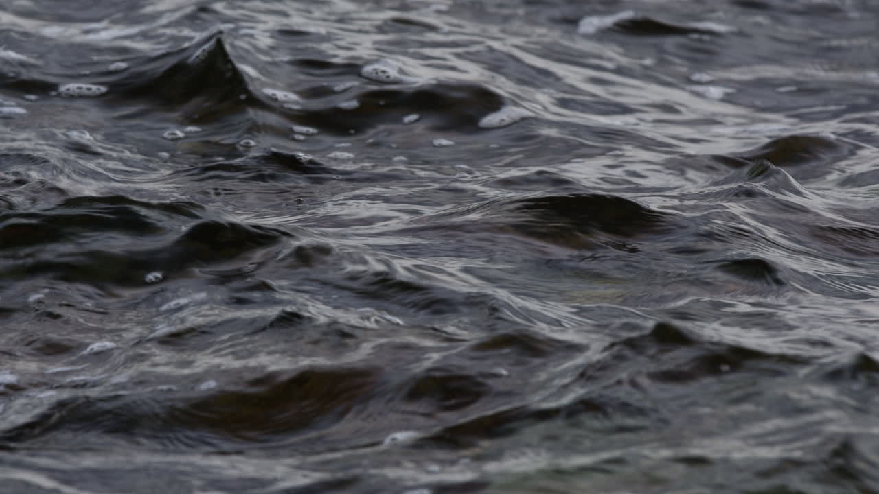 Abstract wavy water surface on a dark moody day