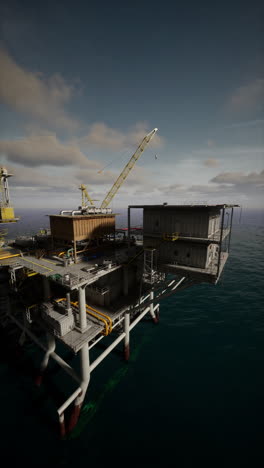 aging oil rig in open ocean