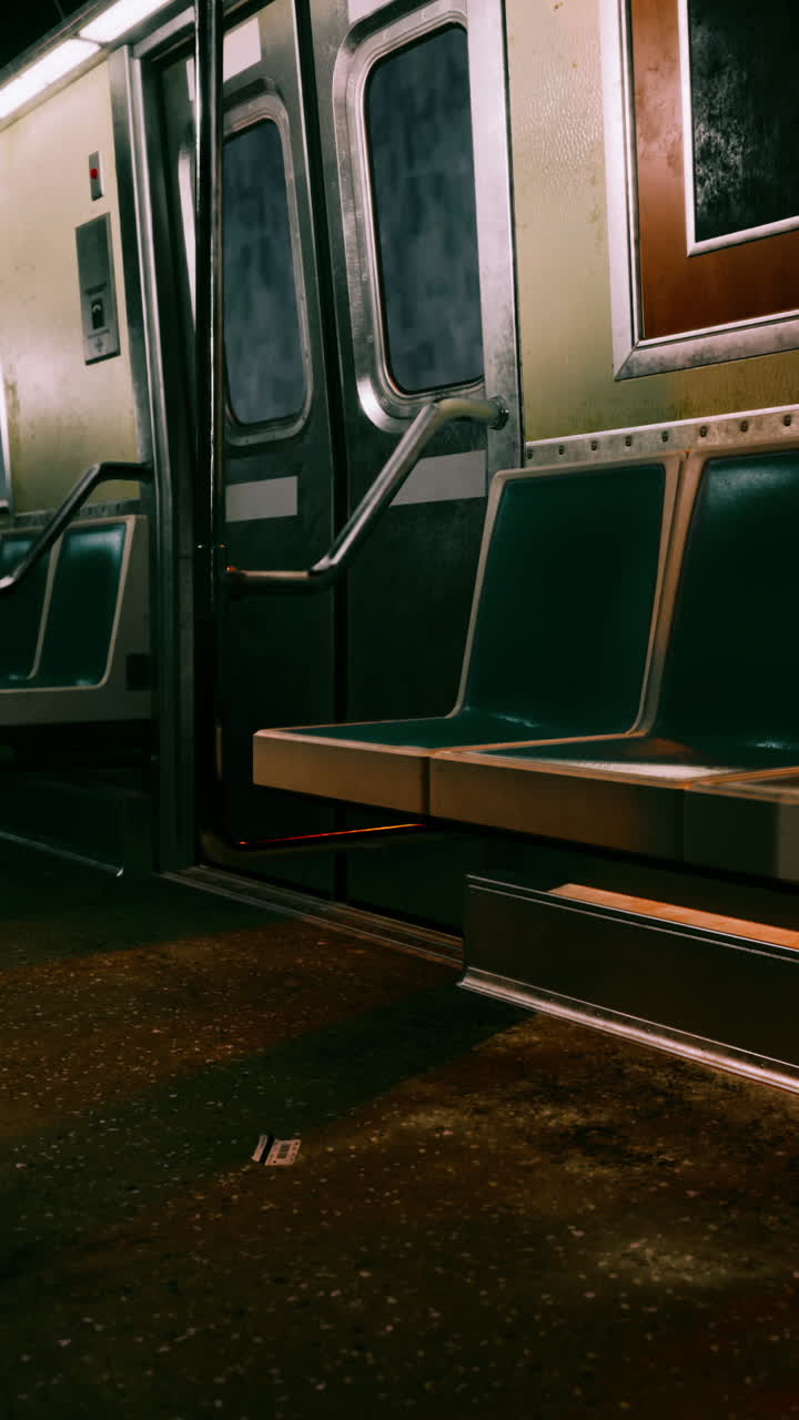 interior vacío del vagón del metro