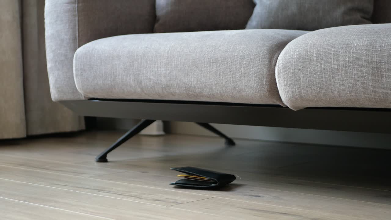 olvida la billetera en el suelo en casa.