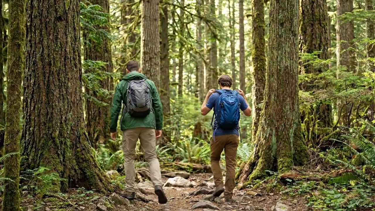 Outdoor Hiking and Nature Adventure Footage With People Exploring Scenic Mountain and Forest Landscapes