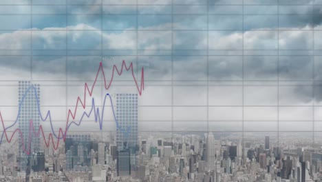 Animation-Von-Statistiken-Und-Datenverarbeitung-über-Dem-Stadtbild