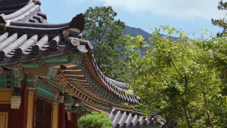 korean traditional temple building architecture details at bulguksa temple in gyeongju, south korea - slow parallax shot