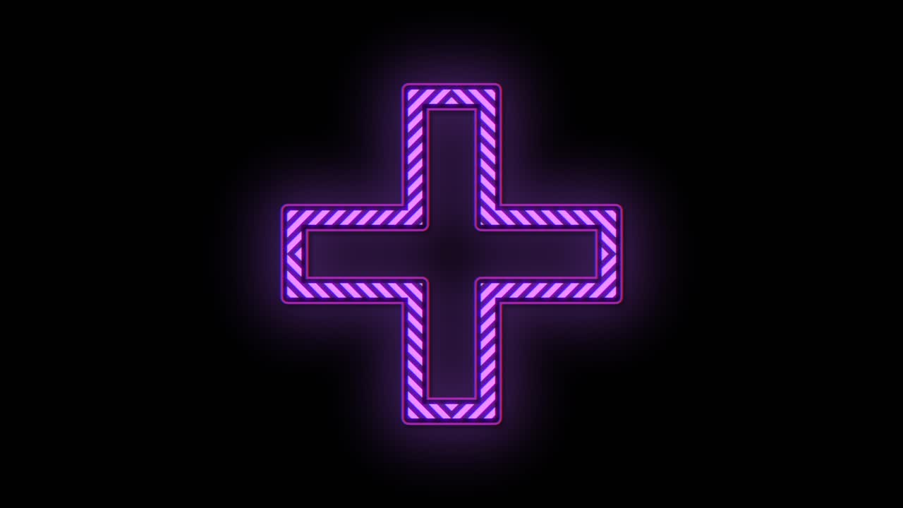 네온 보라색 십자가 모양