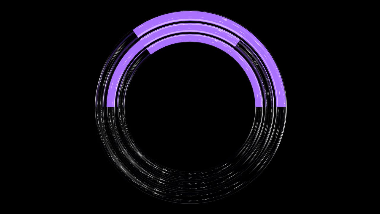 3d Looped animation of Trendy loading neon circles. Progress Icon with alpha channel and green screen.