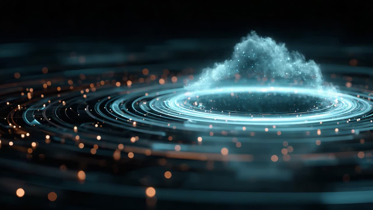 A Stunning Visual of a Cosmic Cloud Surrounded by Radiant Circles, Showcasing the Beauty of Digital Art and Ethereal Designs Against a Dark Backdrop