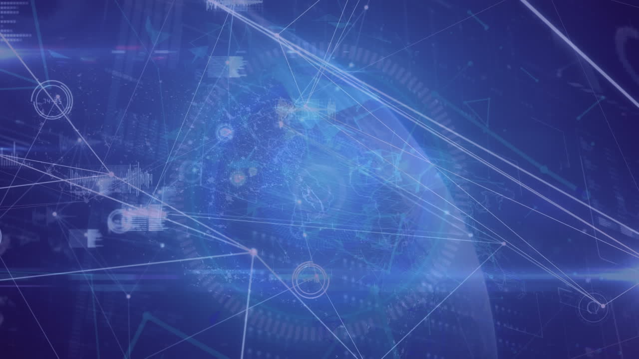 Animation of financial data processing and globe