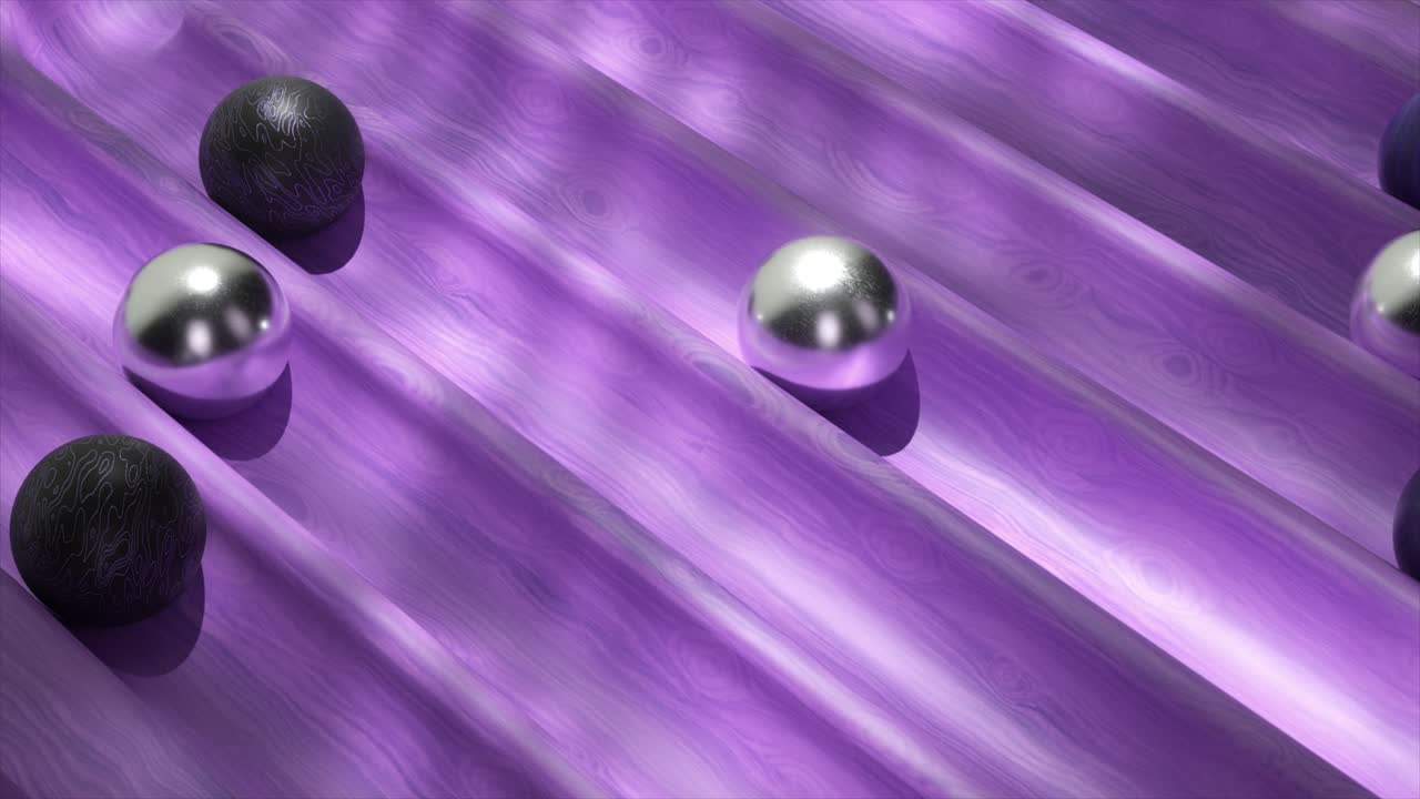 보라색 표면에 구의 추상 3d 렌더링