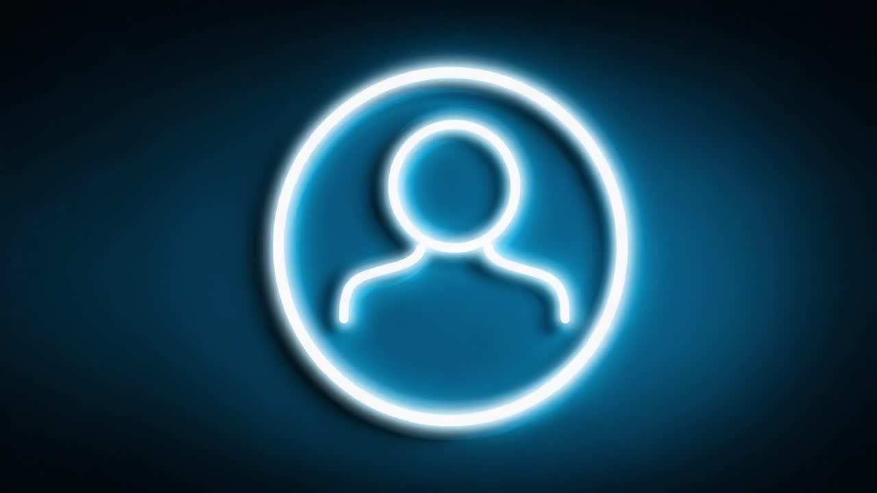 Illuminated Profile Icon Transition: A Minimalist Representation of User Identity in Futuristic Neon Style, Showcasing the Element of Connectivity and Individuality