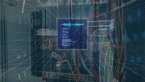 animation of data processing over server room