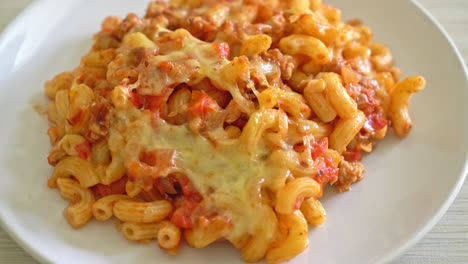 homemade-baked-macaroni-bolognese-with-cheese---Italian-food-style