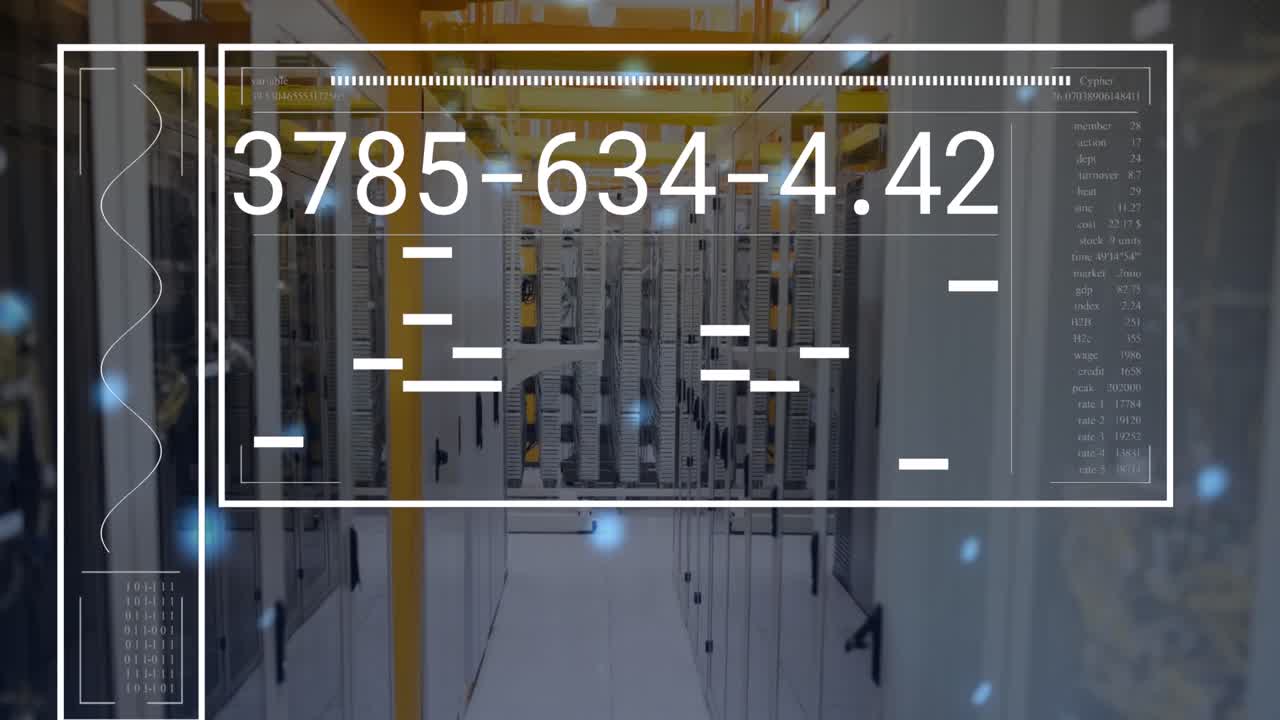 animación del procesamiento de datos a través de servidores informáticos