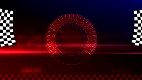 loop-ready racing flags waving speedometer seamless loop motion background