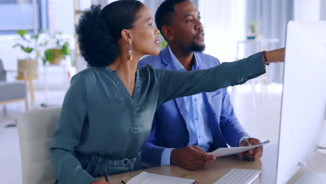 business people, computer and collaboration