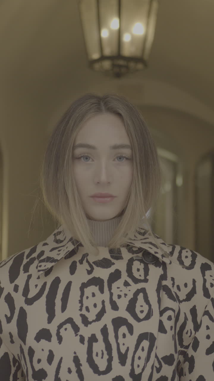 Woman in Leopard Print Coat