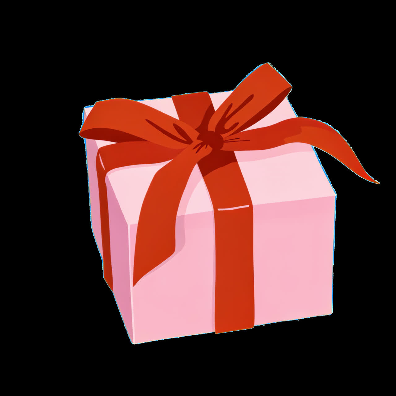Caja de regalo con animación de cinta roja, activo aislado, video 4K transparente, canal alfa, ProRes 4444