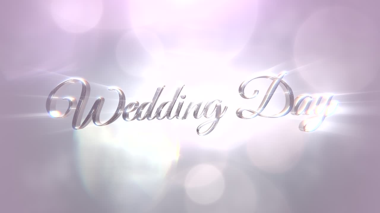 낭만적인 분홍색 하늘에 둥근 보케가 있는 결혼식 날