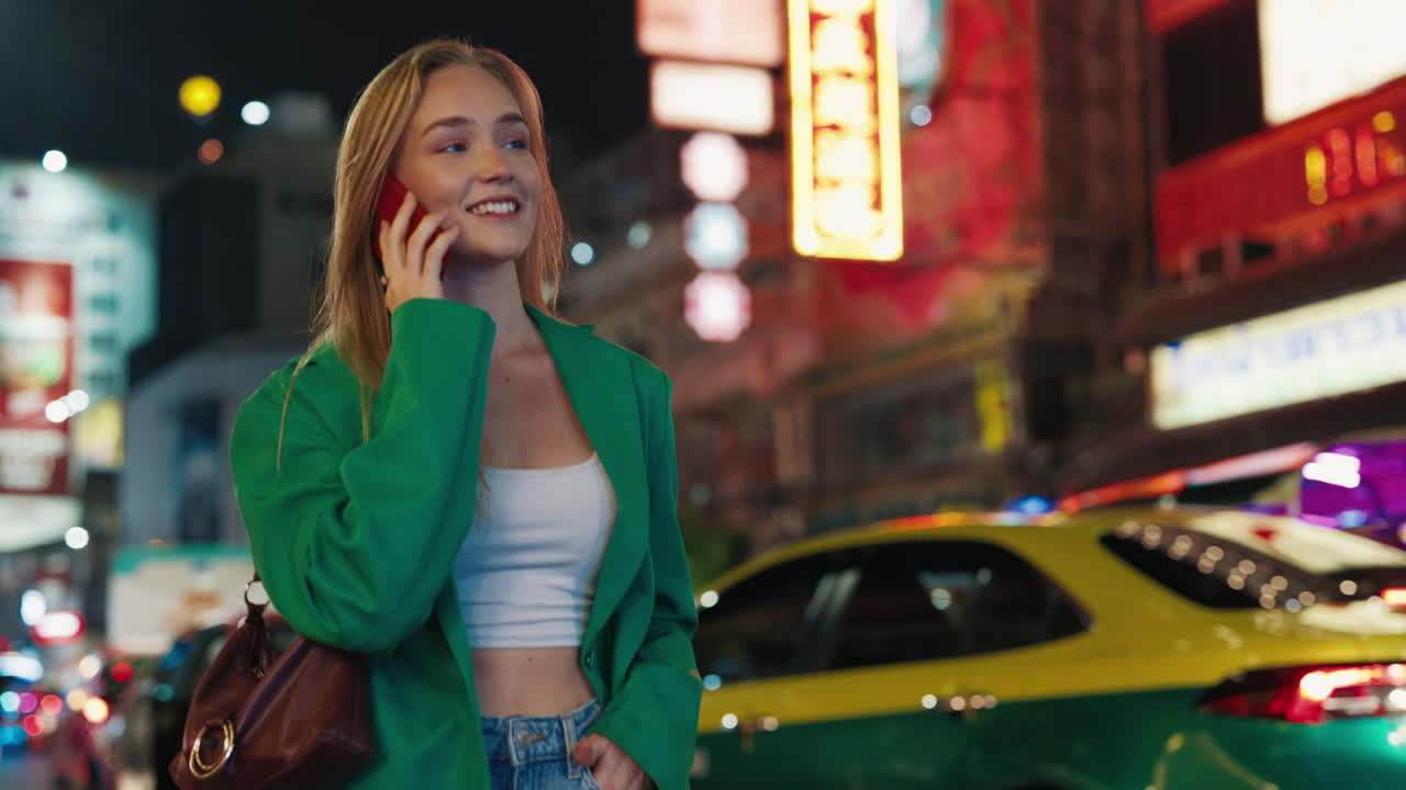 Woman on Phone in a Night City