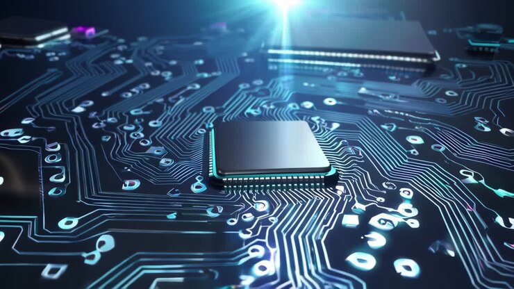 High-Tech Circuit Board with Microprocessor
