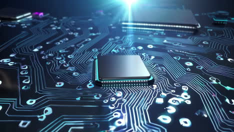 high-tech circuit board with microprocessor