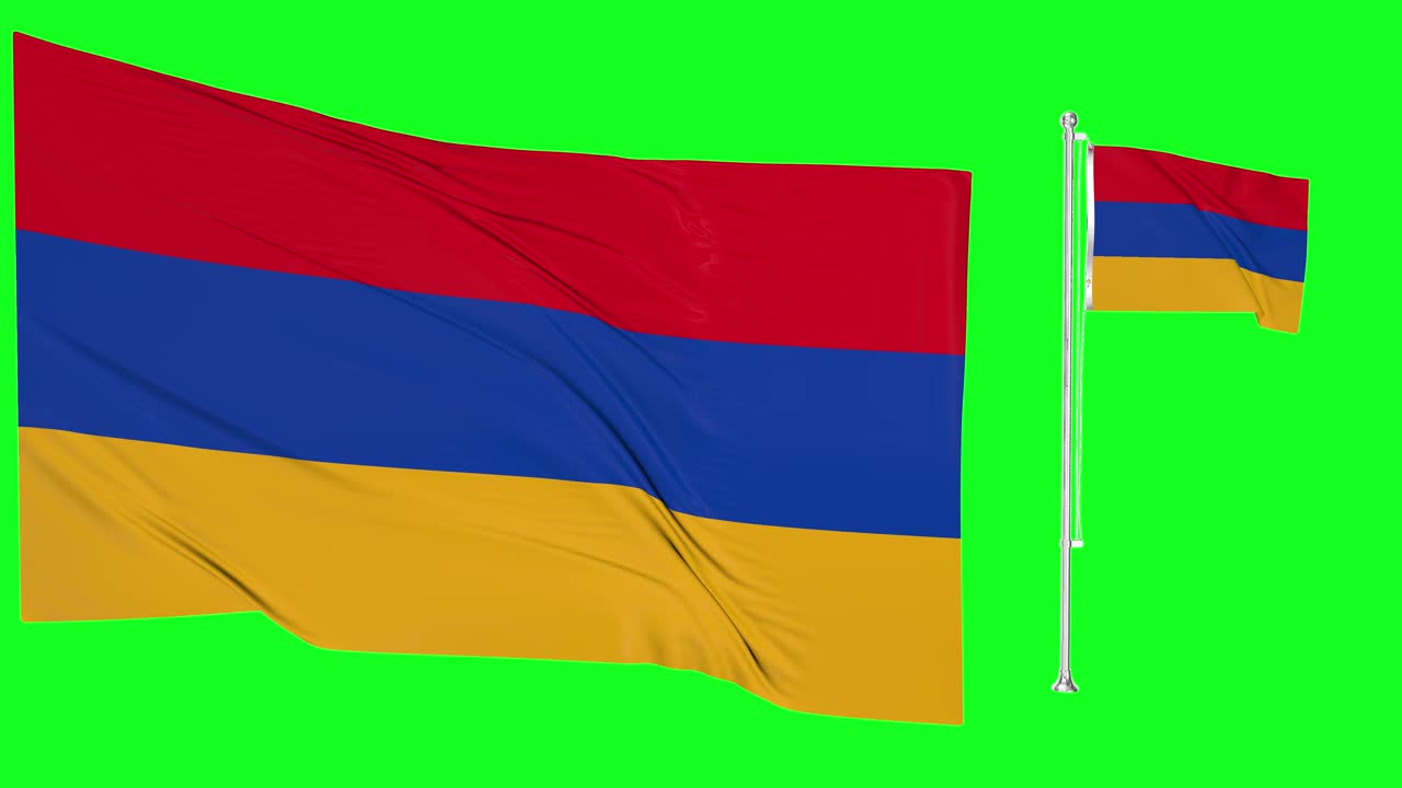 pantalla verde ondeando la bandera de armenia o el asta de la bandera