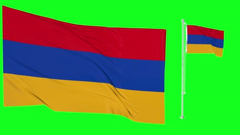 Greenscreen-Schwenkt-Armenische-Flagge-Oder-Fahnenmast