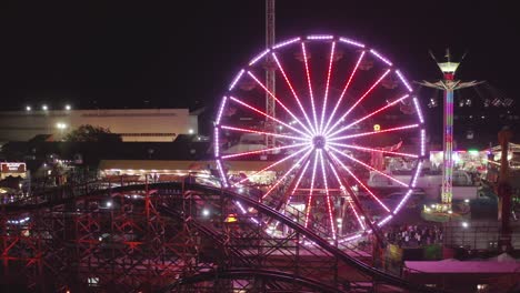 illuminated ferris wheel at the washington state fair in united states