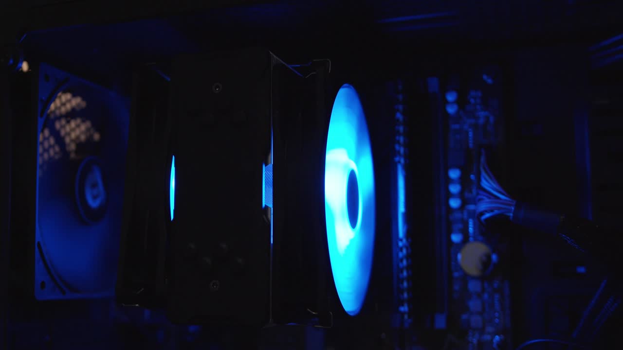 Close up, PCU operation of the computer and cooling.