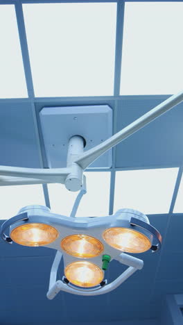 surgical lamps in operation room. close up of medical lights in operation room