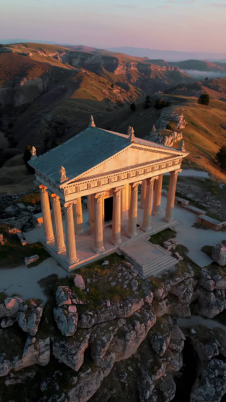Ancient Temple on a Hilltop at Sunrise
