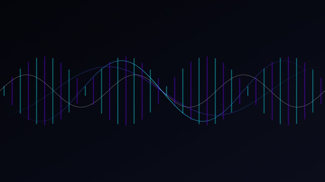 Abstract Digital Sound Wave Visualization on Dark Background