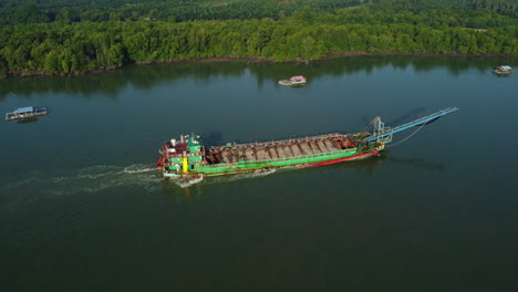 aerial drone view of fishing vessels in bagan lalang, malaysia