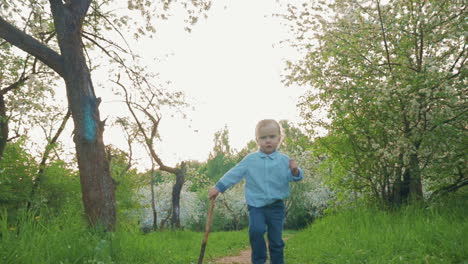 Little-Boy-Running-along-the-Park-Alley