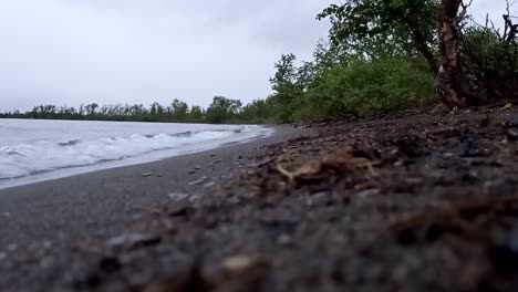 Beach-in-rain-at-lake-Torneträsk