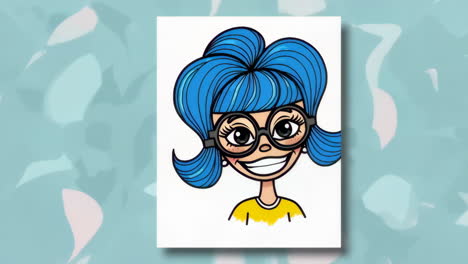 happy cartoon girls with glasses and different hairstyles