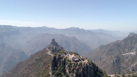 Aerial-shot-of-a-adventure-park-and-the-Urique-Canyon-in-Divisadero,-Copper-Canyon-Region,-Chihuahua