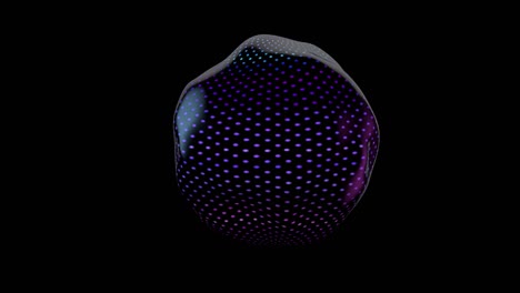abstrakte animation, 3d-rendering. stoff-effekt, polka-punkt farbenfrohe kugel, die sich zufällig gegen schwarzen hintergrund bewegt. nahtlose schleife. close-up
