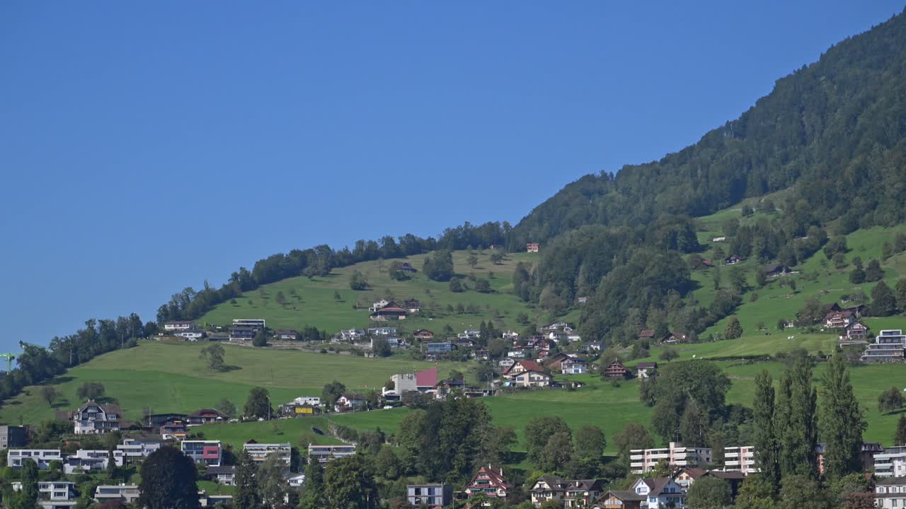 Beautiful Lakeside Village in the Swiss Alps
