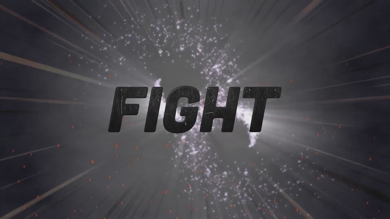 회색 배경에 연결된 전 세계에 대한 전투 텍스트의 애니메이션