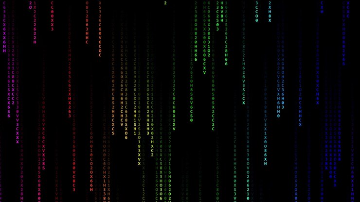 Digital Matrix Code Rain with Colorful Falling Characters