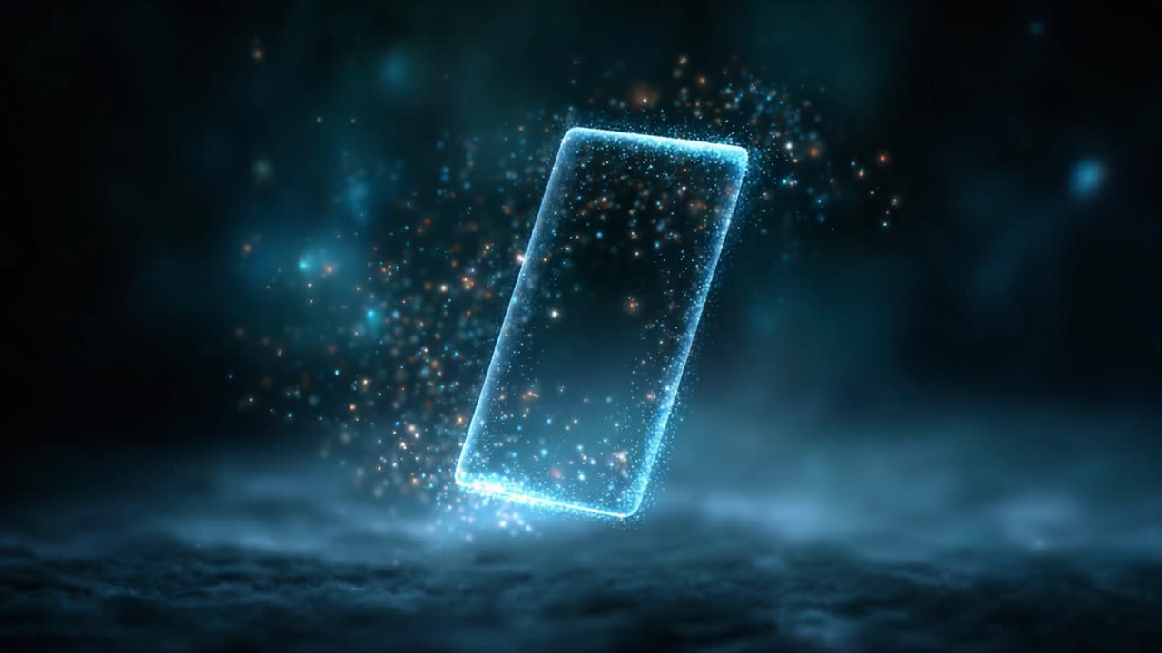 A captivating transformation from a glowing smartphone outline to a luminous numeric zero, representing the blend of technology and creativity in a mystical digital realm